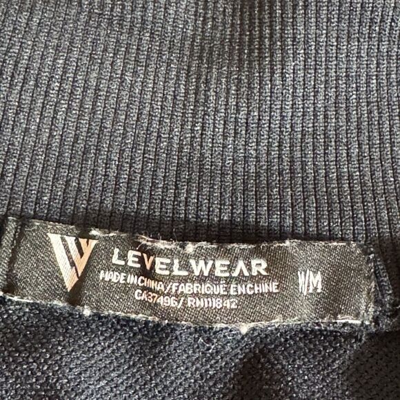 levelwear jacket Womens Sz M Mid layer Ribbed knit full zip Breaker Nylon Black - Picture 11 of 13